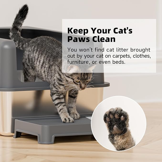 Cat Ramp for Litter Box Elevated Litter Ramp for Cat Litter Boxes, Washable Easy Cleaning Steps with Filter Functions Suitable for Small & Elderly Cats(14"x10"x2.5")