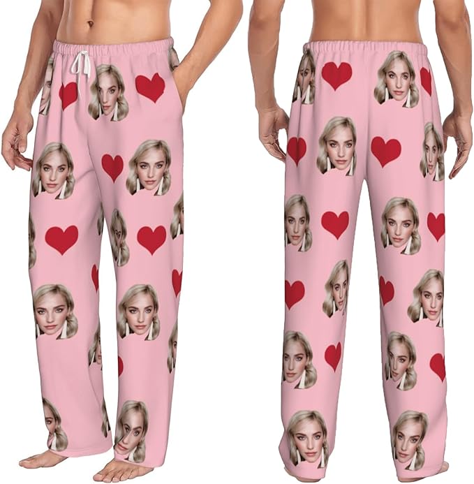 Personalized Pajamas Pants with Photo for Men Women, Custom Pajama Pants Anniversary, Mens Pajama Pants with Pockets