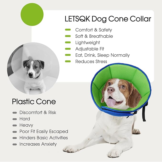 Dog Cone Collar After Surgery for Large Dogs, Adjustable Soft Cone for Dogs to Stop Licking, Professional Elizabethan Collar for Pet, Recovery Cones for Wound Healing & Hot Spots