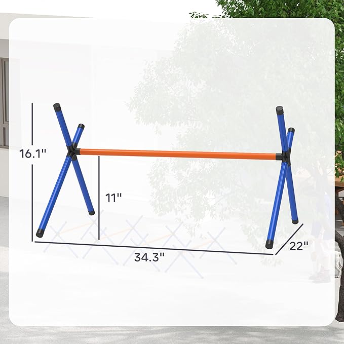 PawHut 4 Pieces Dog Agility Training Equipment, Dog Agility Course Backyard Set with Adjustable Height and Carry Bag, Indoor Outdoor Jumping Hurdles for Training, Orange