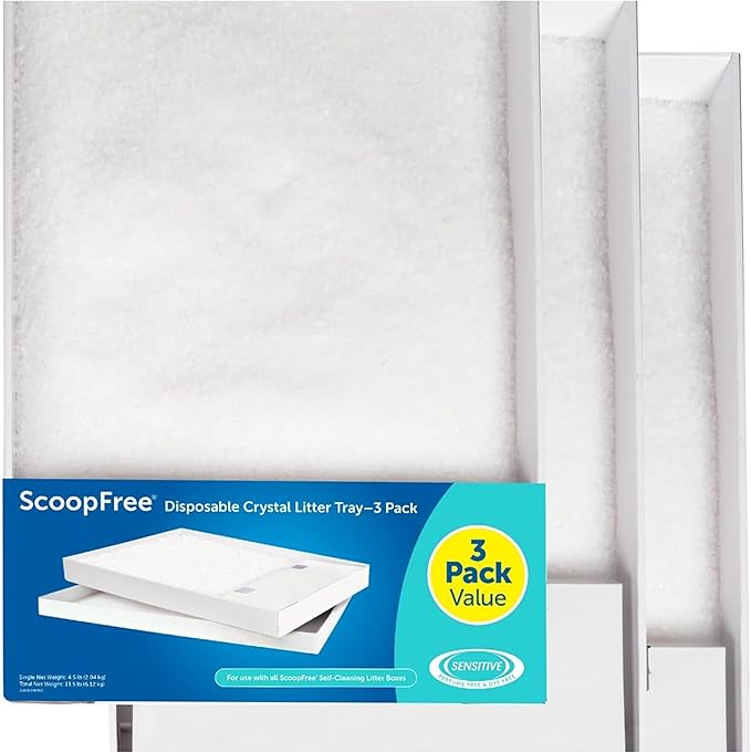 PetSafe ScoopFree Disposable Crystal Cat Litter Tray - Easy Cleaning Box - Refill Tray for Automatic Litter Box - Fragrance Free - 4.3 lb Bags - 3 Pack