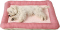 Cooling Dog Bed, Pet Mat with Quilted Design, Cooling Bed for Cats, Striped Border (Pink, Small)
