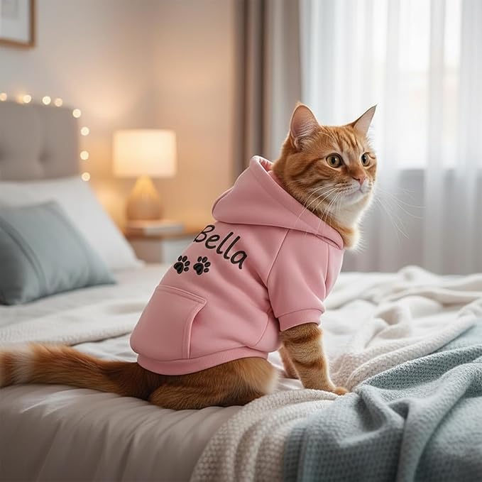 Personalized Dog Hoodie with Name/Text, Custom Embroidered or Printed Dog Sweater, Warm Winter Hoodie for Puppies, Cute Birthday Outfit, Unique Gift for Pet Lovers, A2
