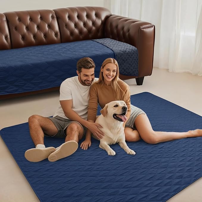 Luciphia 100% Waterproof Couch Cover Blanket for Dogs Anti-Slip Pet Couch Protector Sofa Mat Puppy Cat Blanket with Non-Slip Bottom, Navy Blue, 30x70 Inch