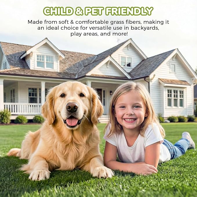 Artificial Grass Rug Indoor Outdoor, 3 x 5FT Faux Grass Turf with Drainage Holes, Realistic Artificial Lawn Rug Dog Pets Mat, Turf Carpet for Garden Lawn Landscape Balcony Patio Backyard Easter Decor