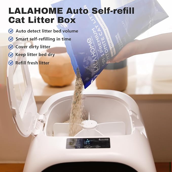 Self Cleaning Litter Box Auto Refill, Automatic Robot Litter Box for Multiple Cats, Ultra-Safe Scooping/Odor Control System/6 x Safety Sensor/5G App, Anti-Leakage 80L Kitty Box Waste Disposal