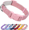 Dynmeow Soft and Breathable Cotton Dog Collar, Durable Adjustable Heavy-Duty Female Girl Pet Collar with Quick-Release Buckle, Lightweight for Sensitive Skin for Medium and Large Dogs, Pink, M