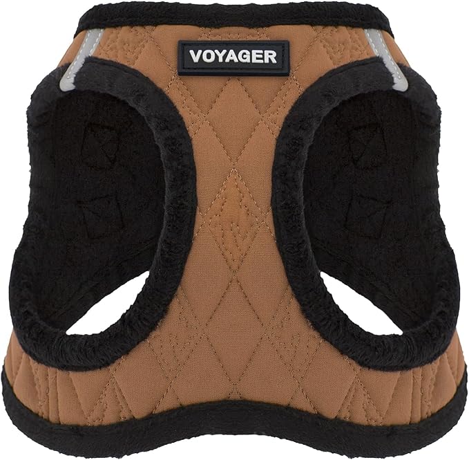 Best Pet Supplies - All Weather Mesh / Plush, Reflective, No Pull Harness for Small, Medium Dogs, Cats - Secure with Hook & Loop Fastener, Buckle, Double D-Rings - Beige Plush, L