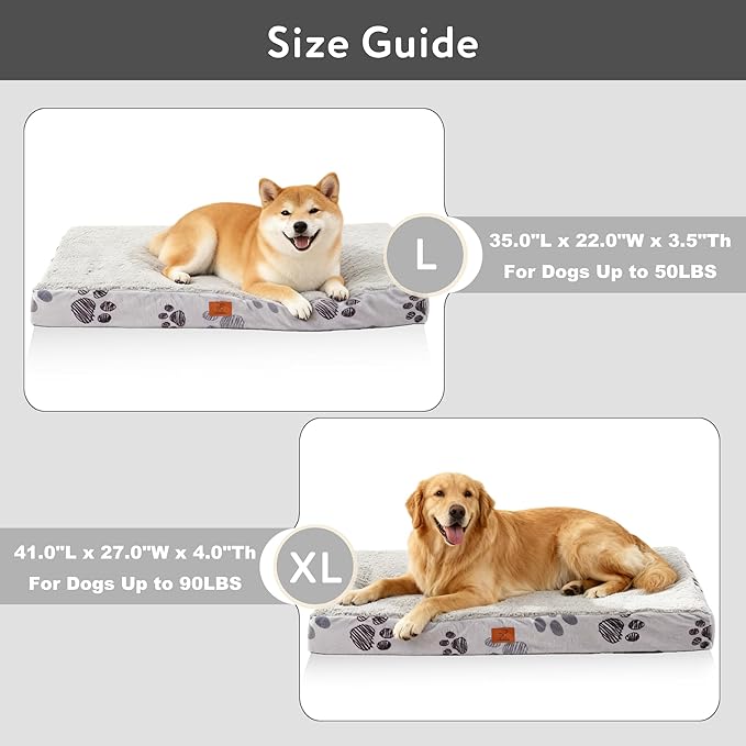 Waterproof Orthopedic Dog Bed for Extra Large Dogs 41x27x4 Inch - Egg Crate Foam Pet Crate Bed with Removable Washable Cover, Plush Top Anti-Slip Bed Mat, Chocolate