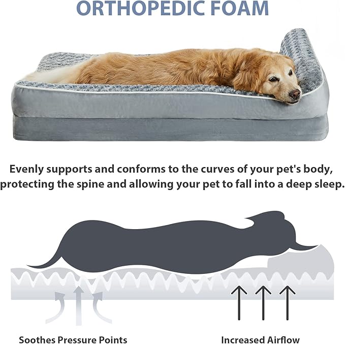 BFPETHOME Orthopedic Dog Bed for Large Dogs-Big Waterproof Sofa Dog Bed with Removable Washable Cover, Washable Pet Bed with Waterproof Lining and Nonskid Bottom,Pet Bed for Large Dogs (Pack of 2)