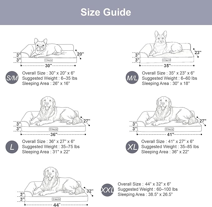Orthopedic Dog Beds for Large Dogs, Memory Foam Dog Beds Large Sized Dogs, Washable Removable Cover, Nonskid Bottom, Waterproof, for Indoor, Outdoor, Crate ＆ Car Use, 36x27x6 Inches, Dark Grey