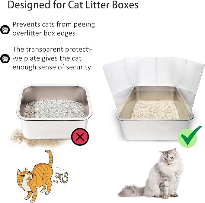 6PCS Cat Litter Box Pee Shields,Transparent Easy Clean Splash Guard for Open Top Litter Pan 14.5×11.5in- Litter Box Not Included(6, Clear)