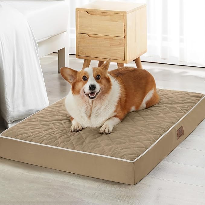 WNPETHOME Orthopedic Big Dog Beds Large Sized Dog, Waterproof Extra Large Dogs Bed with Removable Washable Cover, Multi-Needle Quilting Dogs Crate Bed