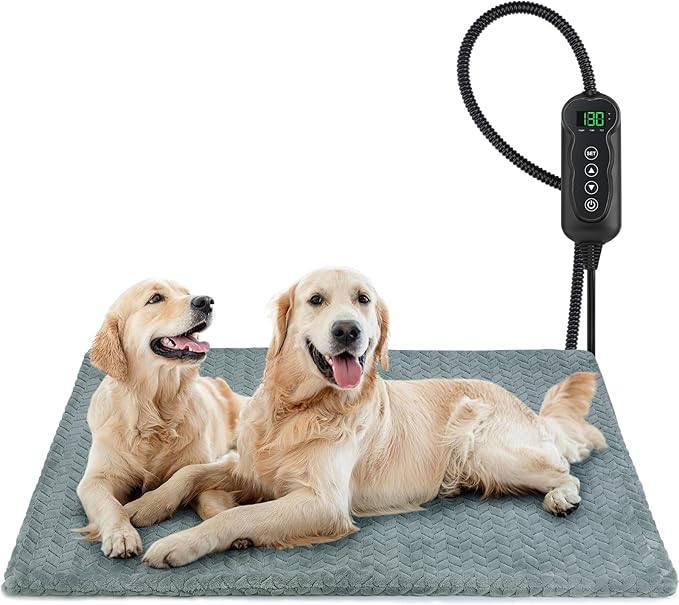 GASUR Extra Large Heated Cat Bed for Large Dogs, Waterproof Cat Heating Pad with Timer Temperature Adjustable, Indoor Electric Pet Heated Pad for Cats Dogs, Anti-bite Dog Heated Pad, 47''x28'', XLarge