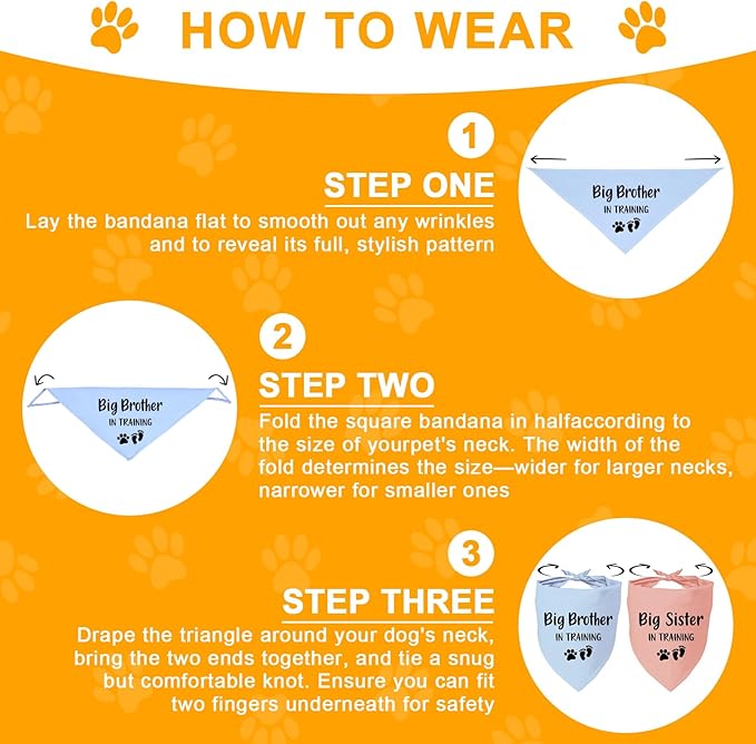 2 Pack Dog Bandana Pregnancy Announcement, Big Brother Sister in Training Gender Reveal Puppy Dog Scarf Accessories, Adjustable Pet Bandana Scarf for Small Medium Large Dogs