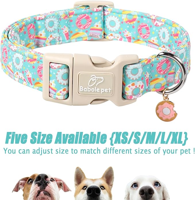 Adjustable Summer Dog Collar, Cute Mint Dessert Dog Collars for Puppy Small Dogs, Lightweight Quick-Release Buckle Collar for Boy&Girl Dogs XS