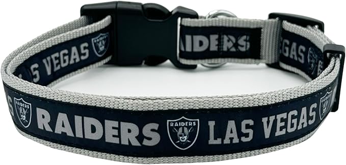 Pets First NFL Raiders Licensed PET COLLAR, Medium - Heavy-Duty, Strong, and Durable Dog Collar. Available in 31 Football Teams and 4 Sizes