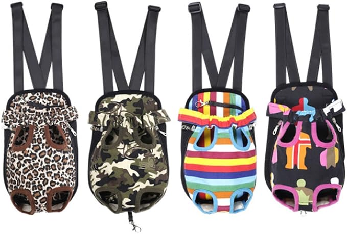 Pet Dog Puppy Cat Carrier Five Holes Backpack Double Shoulder Straps Canvas Cotton Front Chest Backpack Bag (Camouflage, Small)
