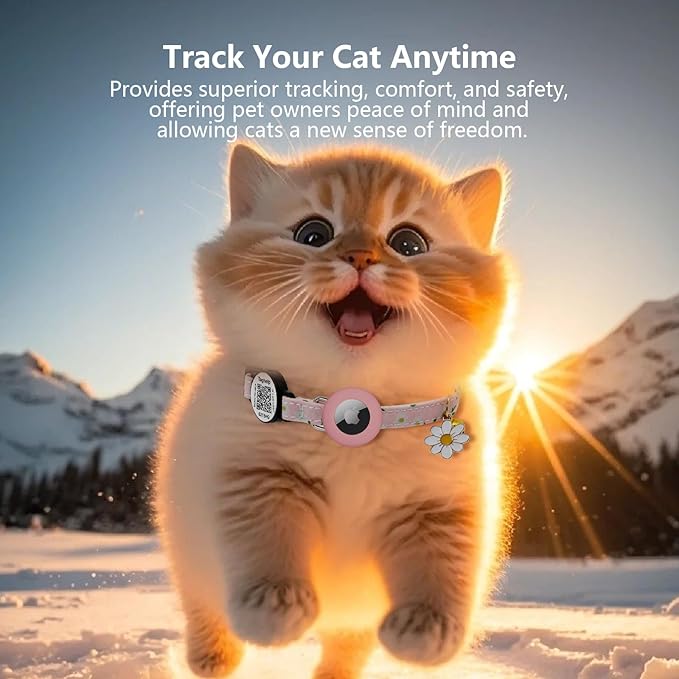 3-Pack,Double Protection Cat Collar: QR Code ID & Airtag Holder! Breakaway Safe Collar, Scan to Contact Owner & Track with Apple AirTag, Lightweight with Bell, 8-13in