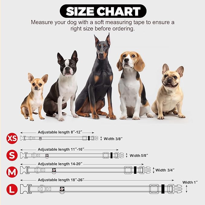 azuza Reflective Dog Collar,Soft Neoprene Padded Pet Collar with ID Tag Ring,Adjustable for Medium Dogs,Pink,M