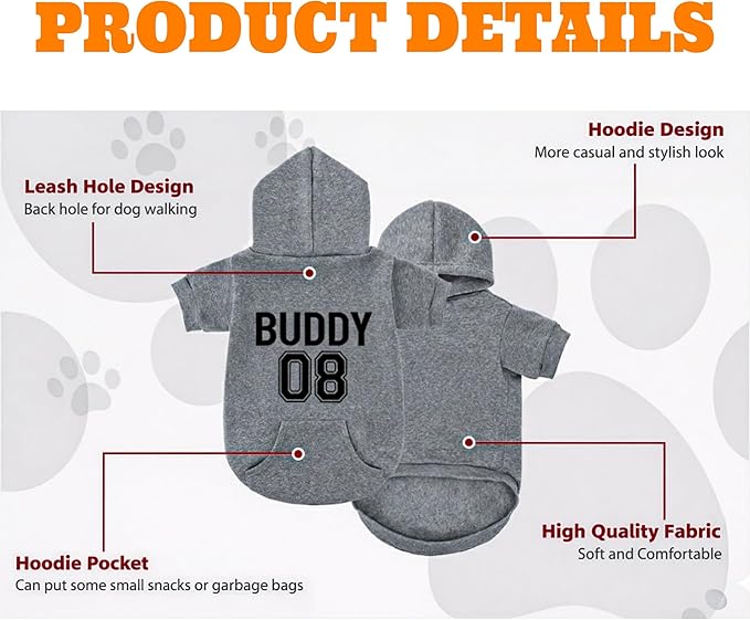 Personalized Dog Hoodie with Name/Text, Custom Embroidered or Printed Dog Sweater, Warm Winter Hoodie for Puppies, Cute Birthday Outfit, Unique Gift for Pet Lovers, A3