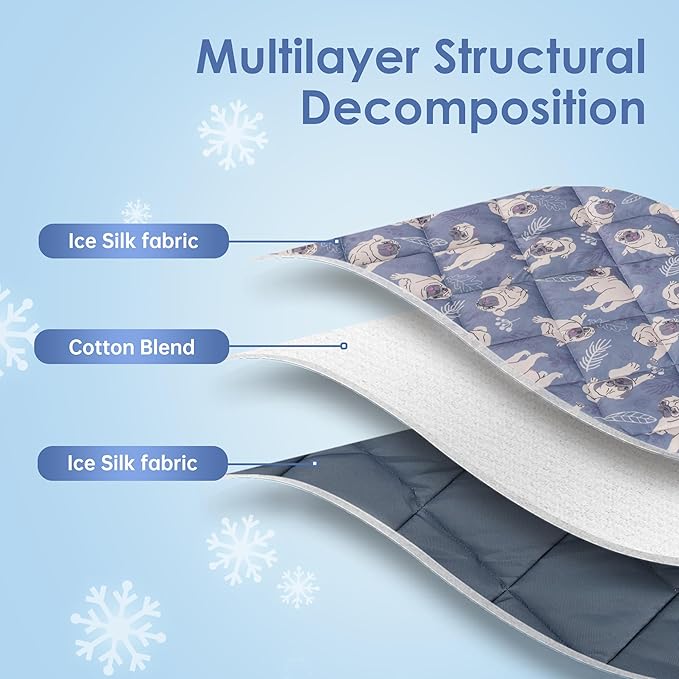 Dog Cooling Mat, Washable Dogs Cats Pet Non-Toxic Cooling Pads Summer Sleeping Kennel Mats，Pet Self Cool Ice Blanket for Indoor & Outdoor Dog Beach Essentials Small