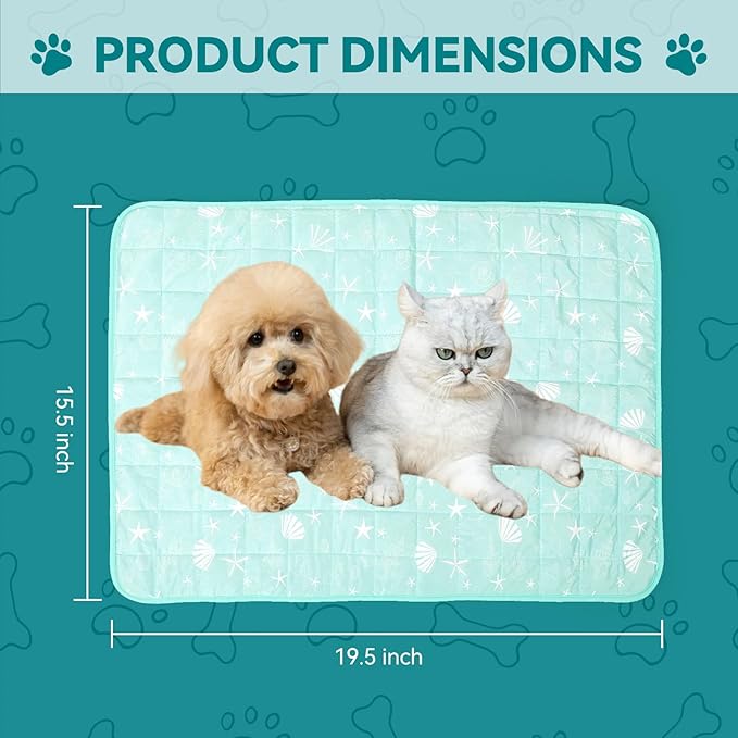 SUPRIY Pet Cooling Mat for Dogs & Cats - Qmax 0.4 Waterproof Cooling Pad, Summer Heat Relief Mat with Japanese Polyester Tech, 3 Sizes Indoor/Outdoor Use (15.5 * 19.5, Blue Ocean)