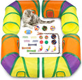 Retro Shaw 25Pcs Cat Toys with Kitten Tunnels, Interactive Kitty Toys for Indoor Cats, Large Cat Tube Tent Feather Wand Teaser Balls Bell Fuzzy Springs Mouse Crincly - Extra Longer Cats Tunnel Set