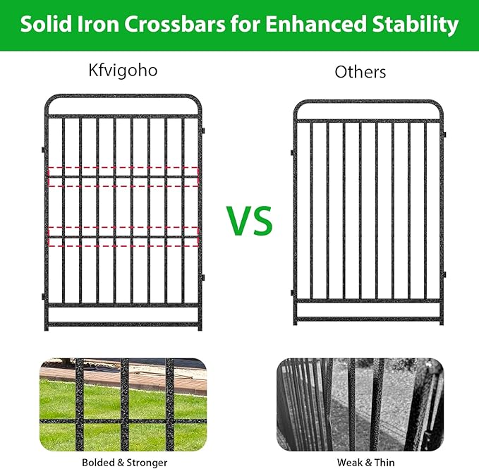Heavy Duty Dog Playpen: 8 Steel Panels 47" Height, Square Steel Pipe with Reinforced Crossbars, 18FT 25 Sq.ft Portable Fence for Yard RV Camping, Snowy Black