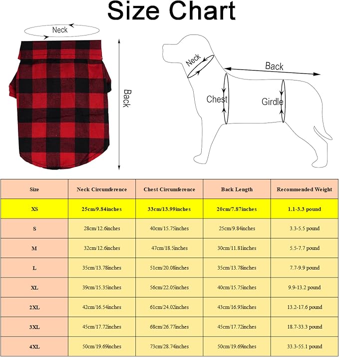 Tongcloud 3 Pack Plaid Puppy Cat Shirt - Cute Dog & Cat Shirts for Extra Small Dogs & Cats - Birthday Party & Holiday Photos (Red, Blue & White, XXX-Large)