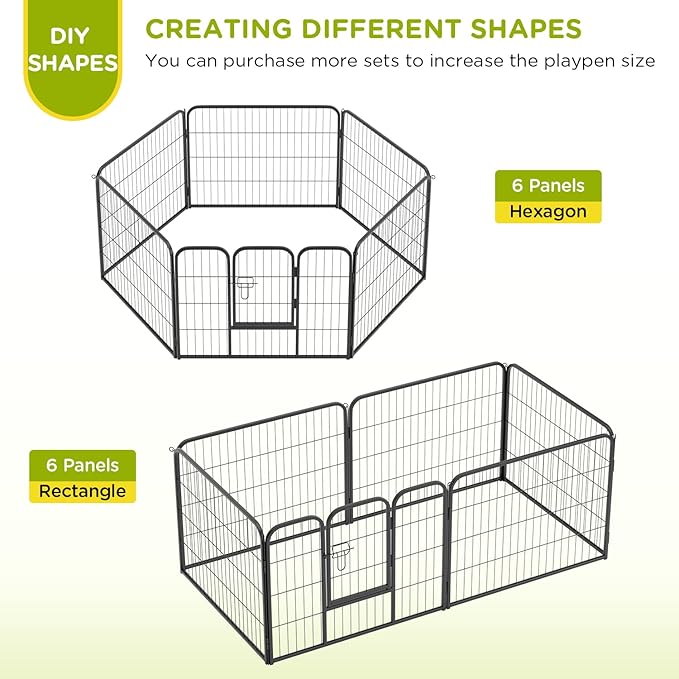 BestPet | Dog Playpen | 24 Inch, 6 Panels | Heavy Duty Metal Pet Exercise Pen | Indoor Outdoor Fence Panels | Rust-Resistant, Removable, Tool-Free Setup | Anti-Skid, Expandable Design