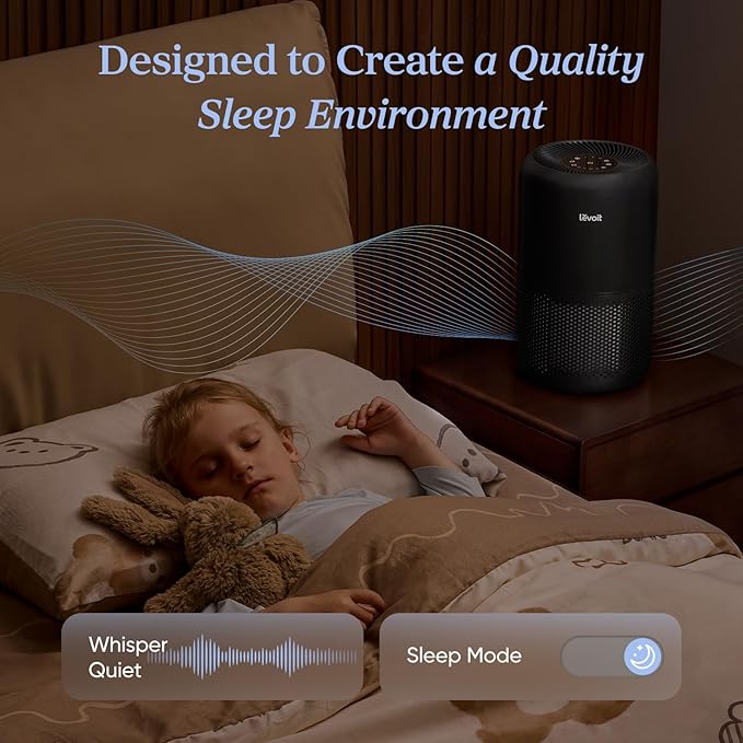 LEVOIT Air Purifier for Home Allergens Pet Hair in Bedroom, Covers Up to 1073 ft² by 56W High Torque Motor, AHAM VERIFIDE, 3-in-1 Filter with HEPA Sleep Mode, Remove Dust Smoke Odor, Core300-P, Black