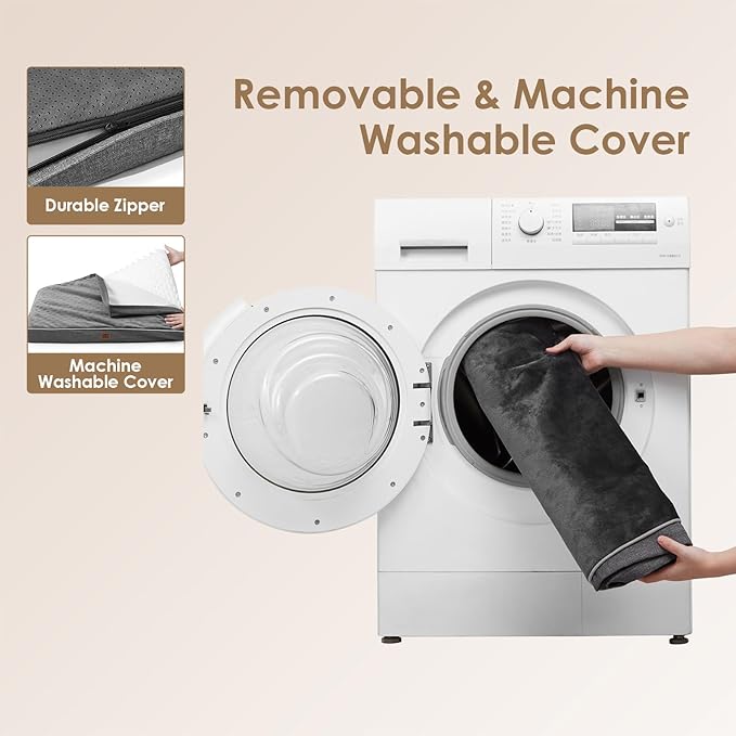 EHEYCIGA Waterproof Dog Bed Orthopedic 47"x29", Memory Foam Pet Bed for XXLarge Dog Bed, Washable Pet Mat with Removable Cover, Dark Grey