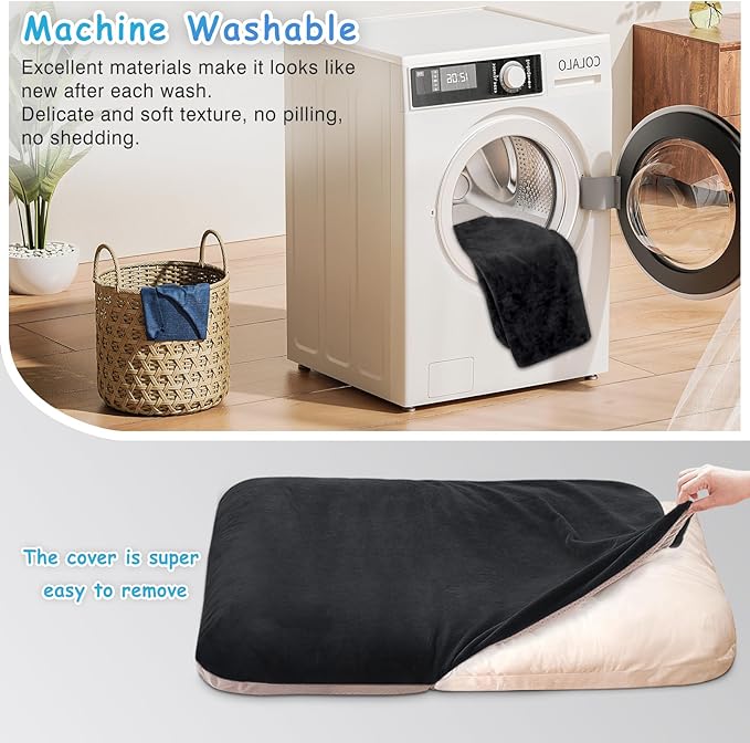 Magic Dog Super Soft Large Dog Bed Orthopedic Pet Beds 30 Inch Washable Anti Slip Dog Sleeping Mattress with Removable Cover, Dark Grey M