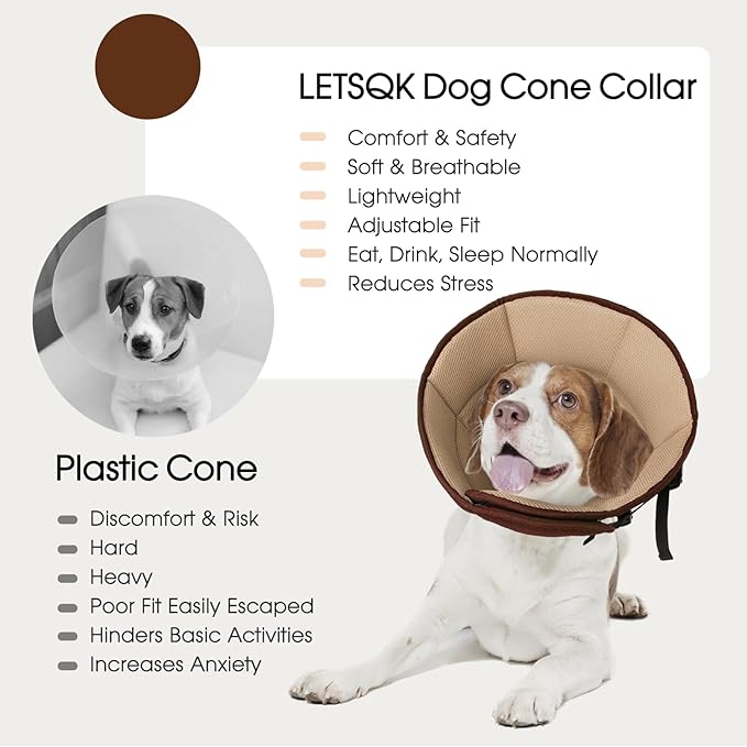 Dog Cone Collar After Surgery for Large Dogs, Adjustable Soft Cone for Dogs to Stop Licking, Professional Elizabethan Collar for Pet, Recovery Cones for Wound Healing & Hot Spots