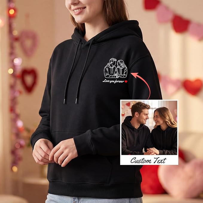 Easycosy Custom Sweatshirt for Couples Men Women, Personalized Hoodies Valentine's Day Gift Matching Sweater for Him Her