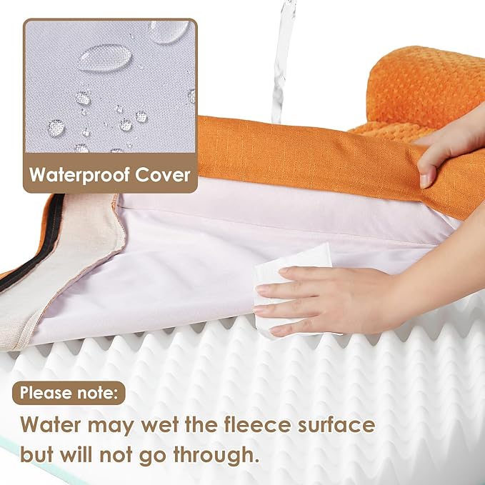EHEYCIGA Memory Foam Dog Bed Large Size Dogs, Orthopedic Dog Bed Large with Washable Removable Cover, Waterproof Pet Sofa Couch with Nonskid Bottom, 36x27x6, Pumpkin