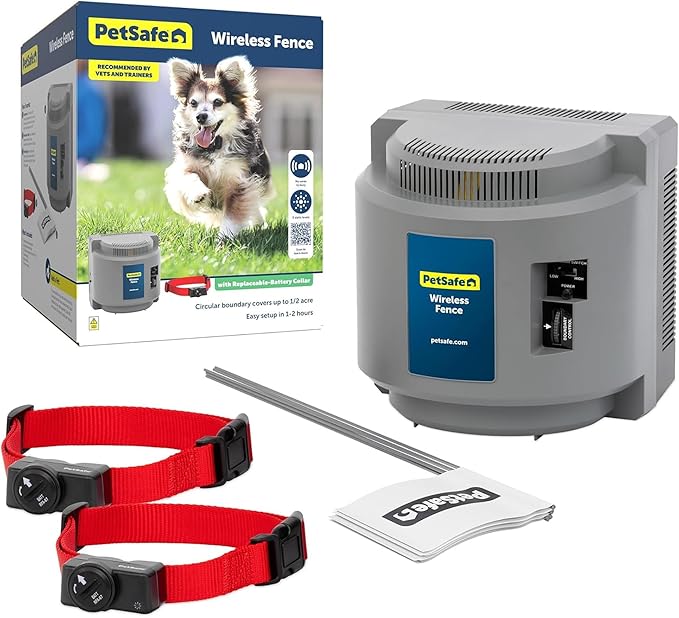 PetSafe 2-Dog Wireless Pet Containment System - Original Wireless Electric Fence for Dogs - Covers Up to 1/2 Acre - for Pets 5lb+