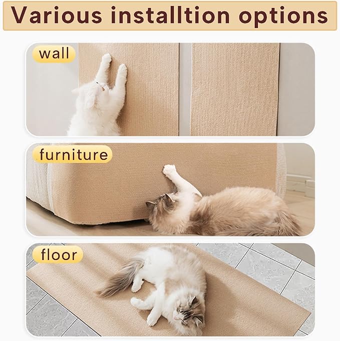KEYIDE 79 x 16 Cat Scratch Couch Furniture Protector, Cat Scratcher Wall Pad from Cat Claws for DlY Scratch Post Cat Tree Climbing Mat (Grey)
