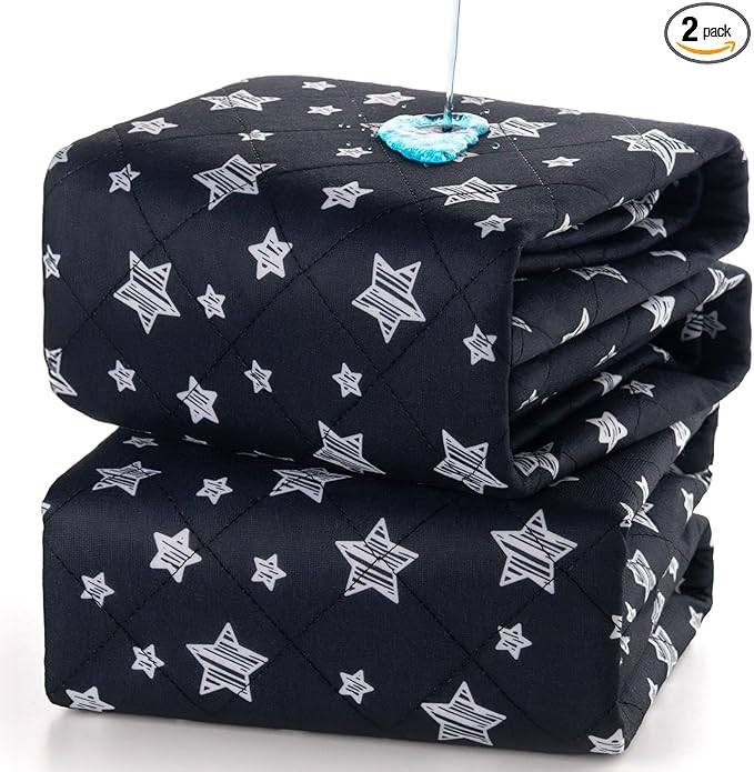 Waterproof Bed Pads Washable, Absorbent Chuck Pads for Incontinence, Washable Pee Pads for Dogs, Waterproof Mattress Protector for Seniors, Bedwetting Kids, Hospitals, Pets, 34"x52" 2 Pack