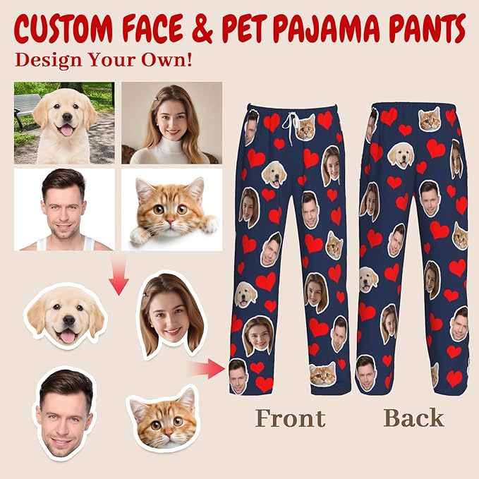 Personalized Pajamas Pants with Photo for Men Women, Custom Pajama Pants Anniversary, Mens Pajama Pants with Pockets