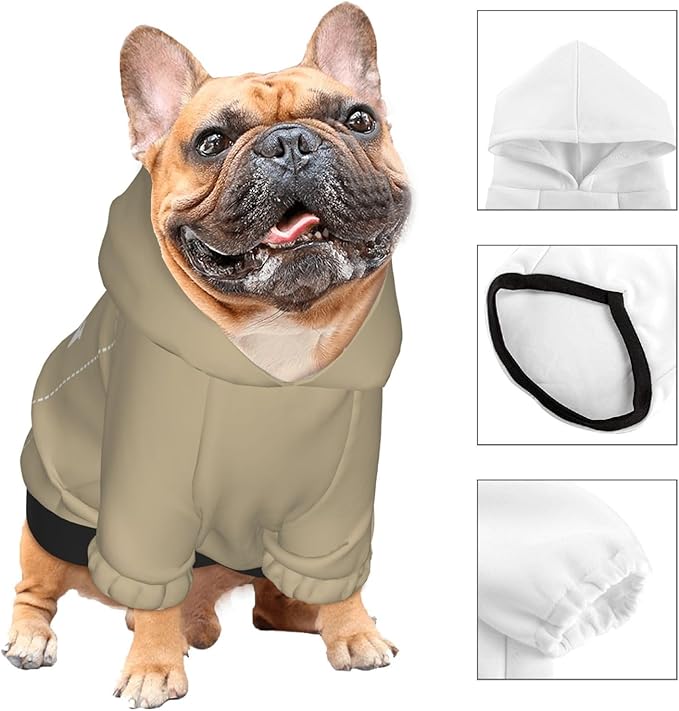 Dog Clothes, Custom Dog Hooded Sweatshirt, Personalized Pet Costume Robe Shirt with Text/Image/Club Name/Pet Shop Logo for Small Medium Large Dogs and Cats, Khaki, XXS