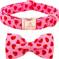 Lionheart glory Dog Bow Collar Valentine's Day Dog Collar for Medium Dogs, Hearts Dog Collars with Bowtie Spring Dog Collar Pet Collar Bows