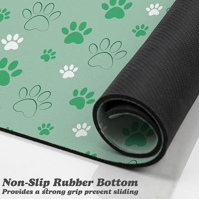 Dog Food Mat, Absorbent Water Bowl Mats Cat Pet Feeding Placemats Green 24 * 32 inch