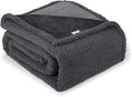 Waterproof Dog Blanket for Large Dogs - Reversible Washable Pet Blanket, Soft Sherpa Fleece Furniture Protector, Cat Throw Bed Couch, Grey,50"x60"