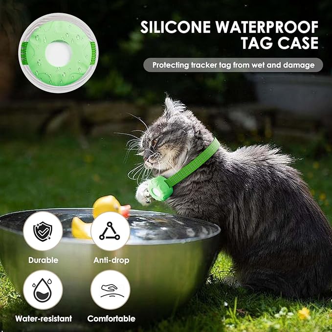 Cat Tracker, Lightweight Pet Tracker for Cats, Cat GPS Tracker Compatible with Apple Find My App(Only iOS), Waterproof, Real-Time Tracking, No Monthly Fee, Smart Alerts