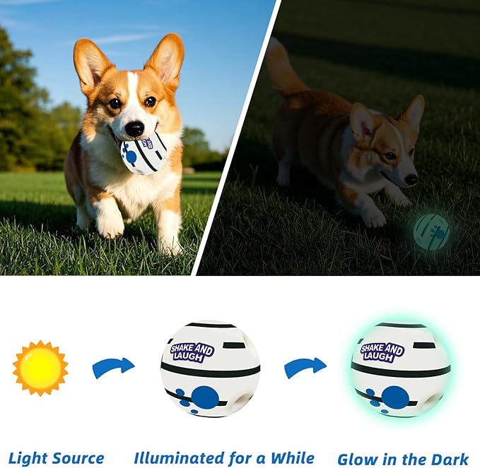 Glow in The Dark Dog Toys Ball, Interactive Dog Ball, Shaking with Gibbering Sound, S, 3.14 in (8 cm)