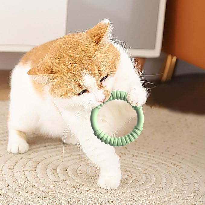 Natural Rubber Dog Chew Toy with Vanilla Scent for Aggressive Chewers, Durable Interactive Fetch and Tug Toy for Medium Dogs, Teething Relief Chew Ring Dishwasher Safe Non-Toxic (Green)