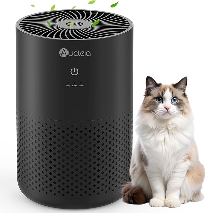 Air Purifiers for Bedroom Home with H13 True HEPA Filter, 20dB Quiet Air Cleaner for Pets Hair Dander Odor, Smoke Dust Pollen, Aromatherapy Function, Black