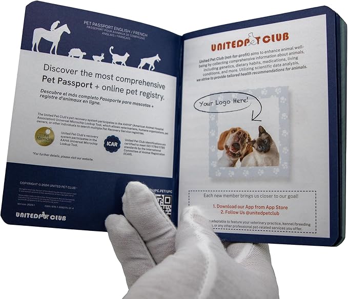 Color Premium PU Leather stitch-sewn US Pet Passport Medical Record for Pet Health and Vaccination English + Spanish for Cat, Dog, Puppy and Kitten (Dark Gray, Single)